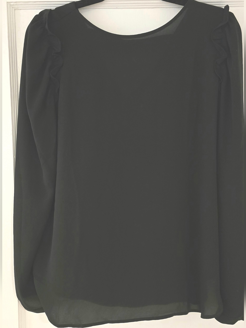 LOFT Black Women's Ruffle Sleeve Blouse